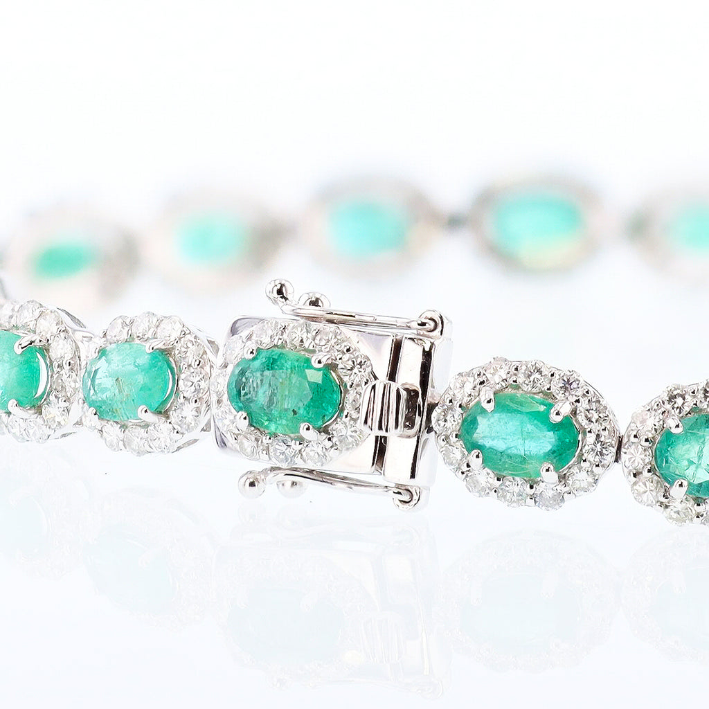 8.19ctw Emerald and 4.26ctw Diamond Platinum Bracelet