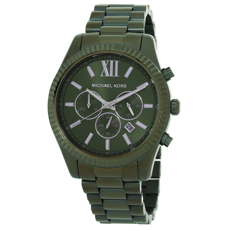 Michael Kors Lexington Army Green Mens Watch MK9166 NWT + Box