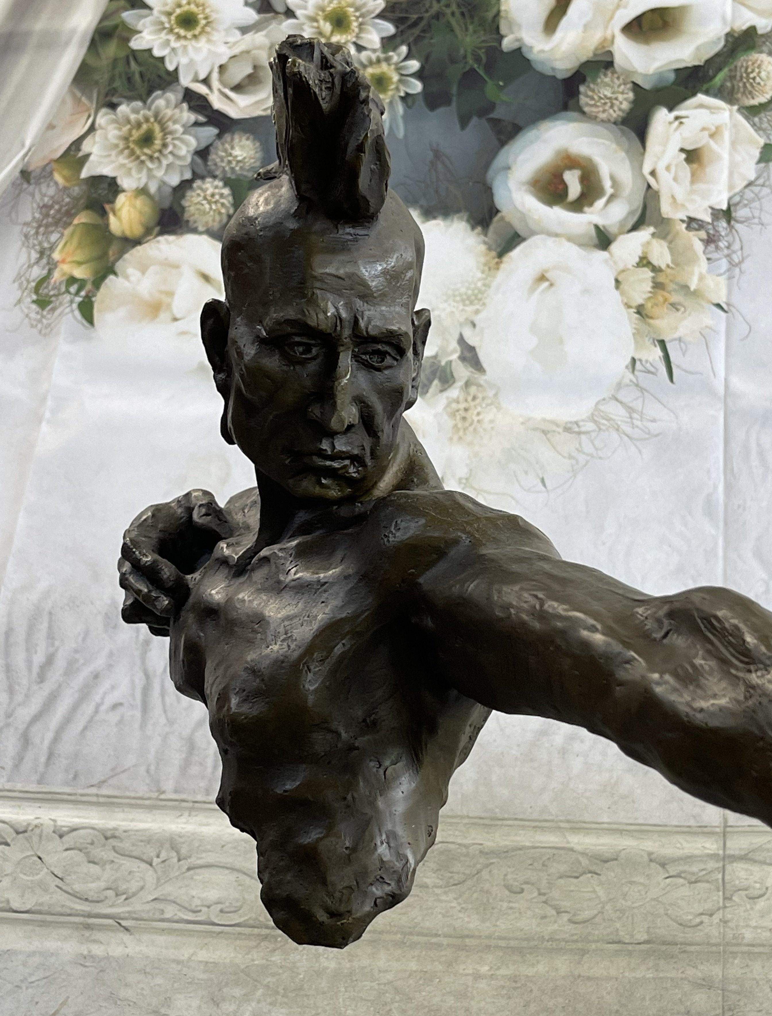 Nick Native American Indian Warrior Chief Bronze Bust
