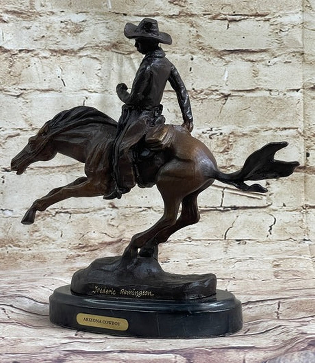 RANGER by Frederic Remington Cowboy on Horseback Bronze Sculpture Statue Country Western Art 9" x 8"