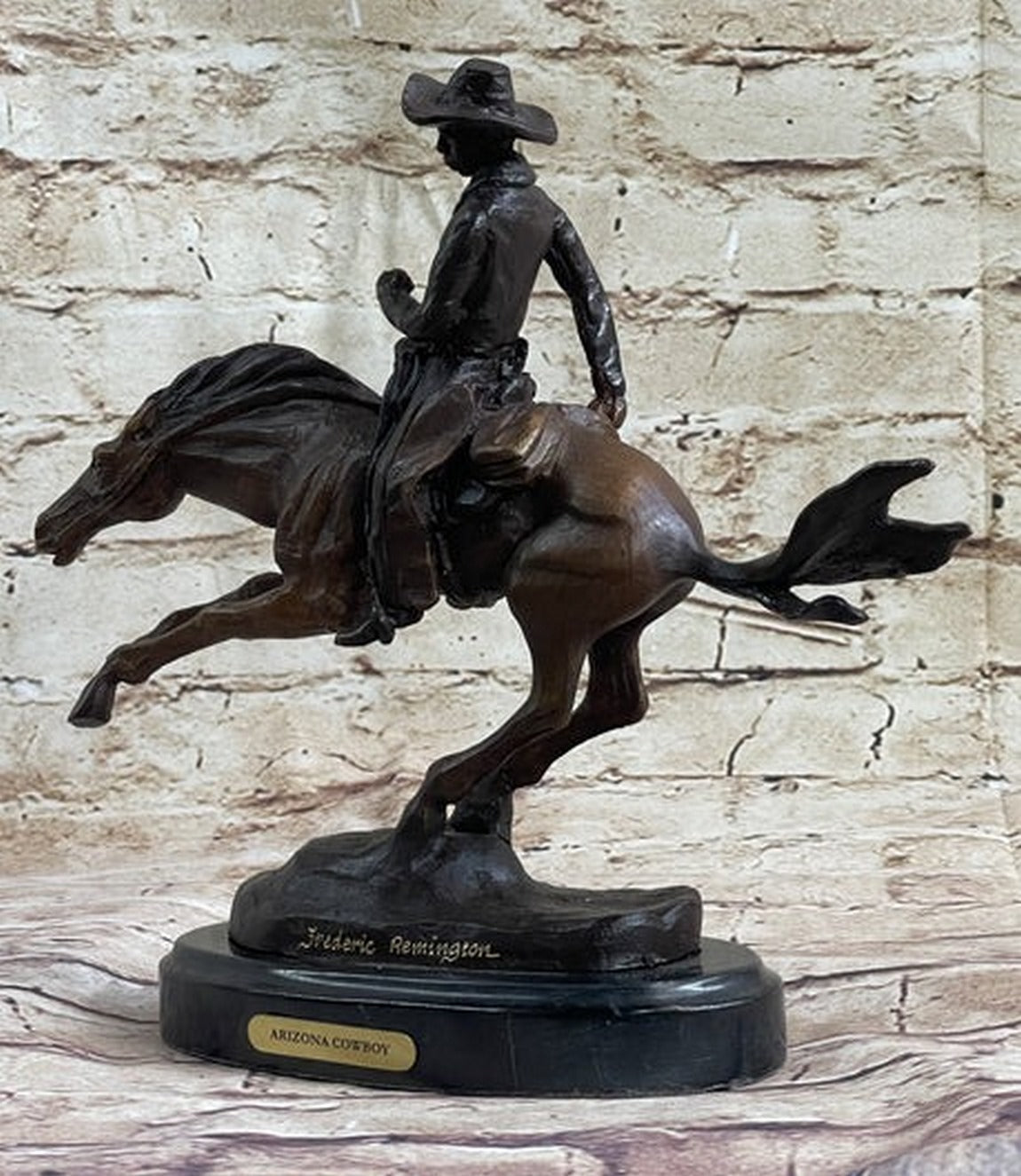 RANGER by Frederic Remington Cowboy on Horseback Bronze Sculpture Statue Country Western Art 9" x 8"