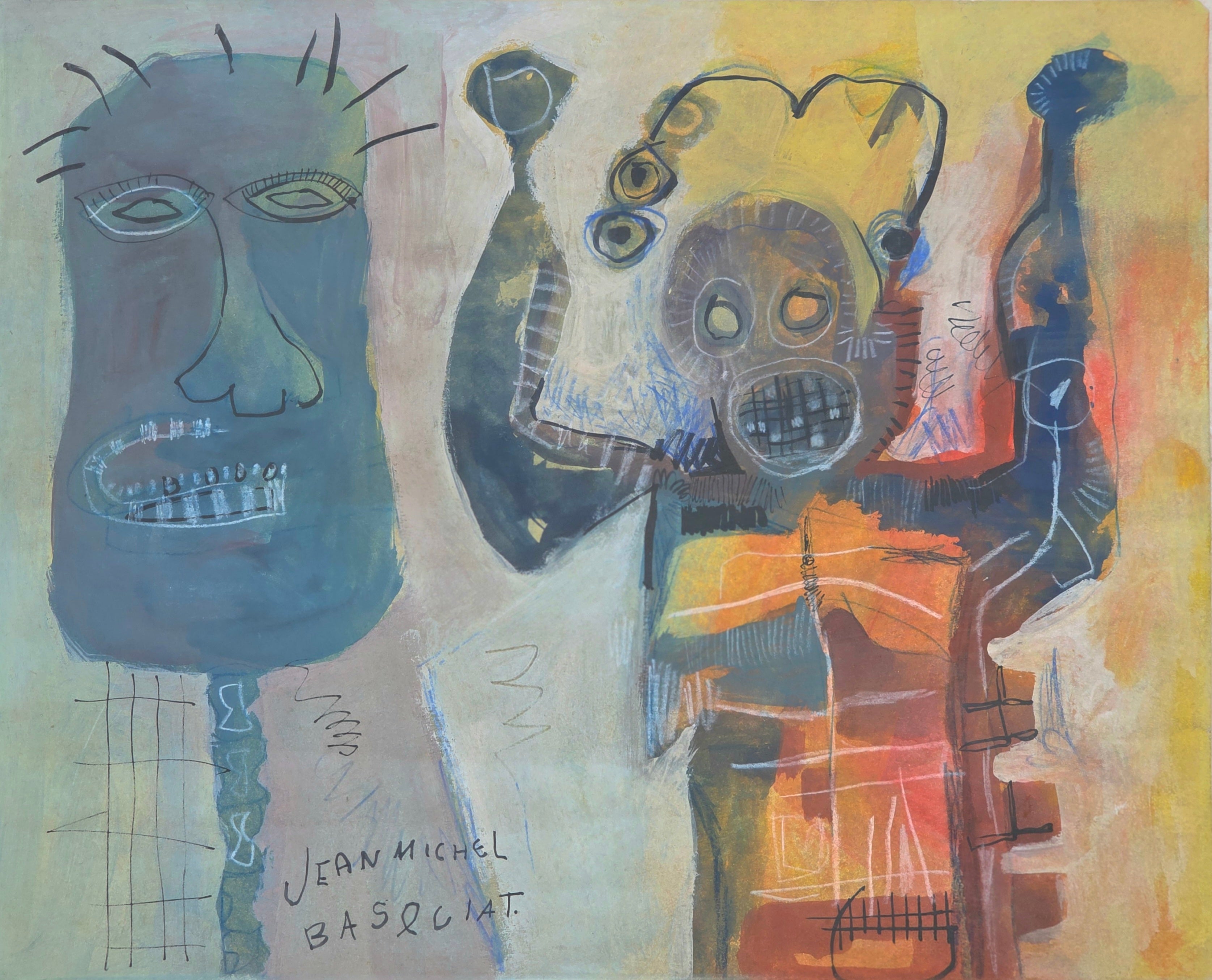watercolor signed Jean Michel Basquiat