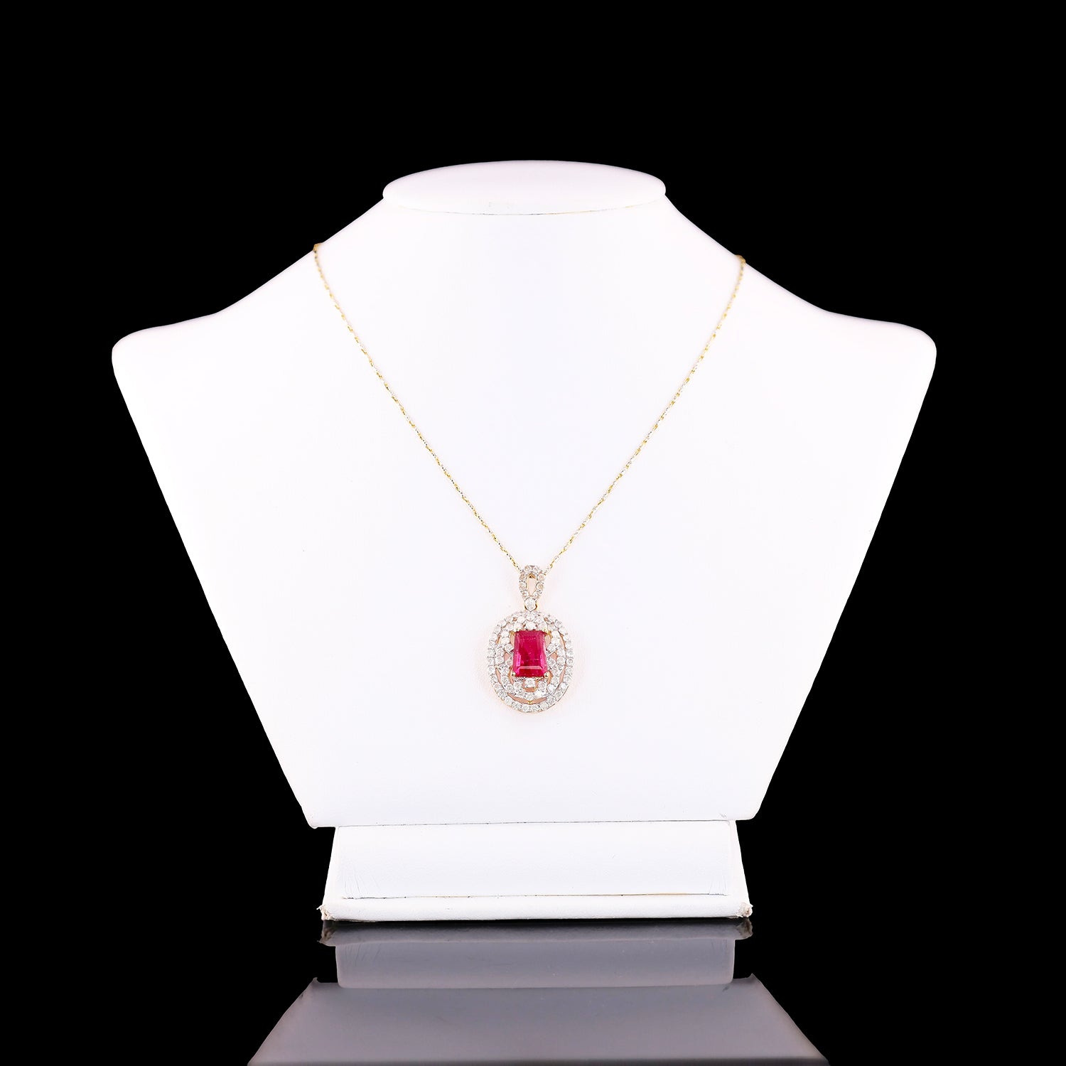 3.54ct Rubellite and 1.70ctw Diamond 14K Yellow Gold Pendant