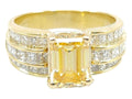 18k yellow gold 4.85cts Fancy Yellow color Emerald IGI certified Diamond ring