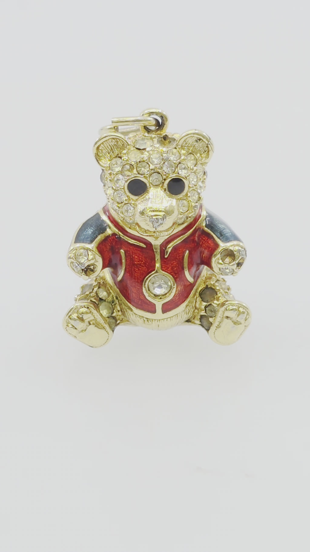 swarovski Swan Red Enamel Bear Crystal Pave Charm Signed