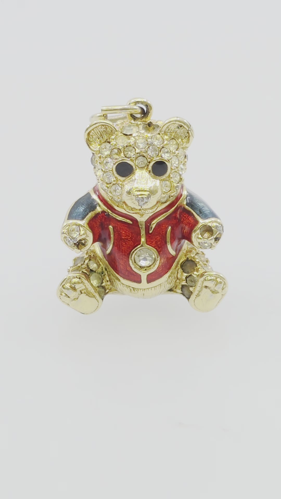 swarovski Swan Red Enamel Bear Crystal Pave Charm Signed